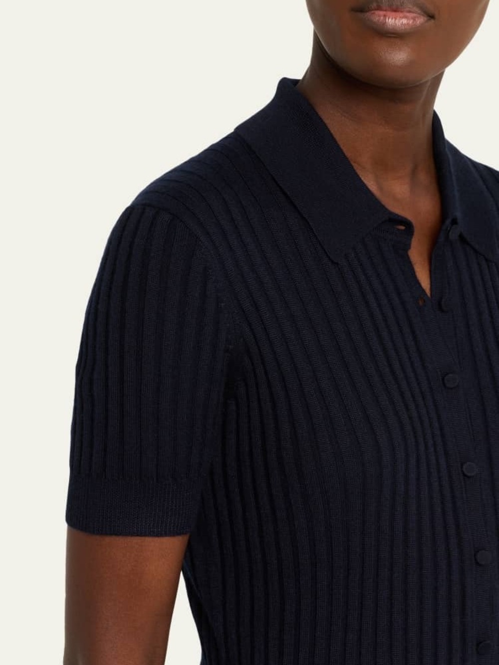 GABRIELA HEARST | Navy Ribbed Polo Maxi Dress - Picture 3 of 8